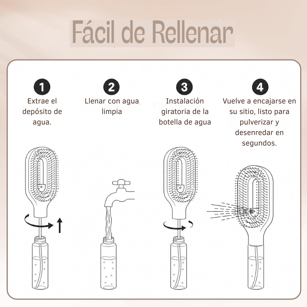 Cepillo Desenredante con Atomizador 2 en 1